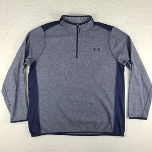 Under Armour Sweater Mens XL Blue Navy‎ Loose Infrared Coldgear Performance *